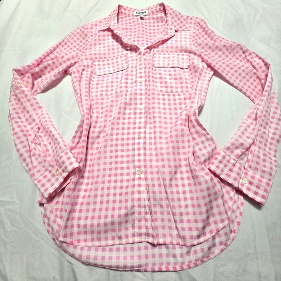 Express Tops - EXPRESS The City Shirt Gingham Pink/White. SIZE S/P